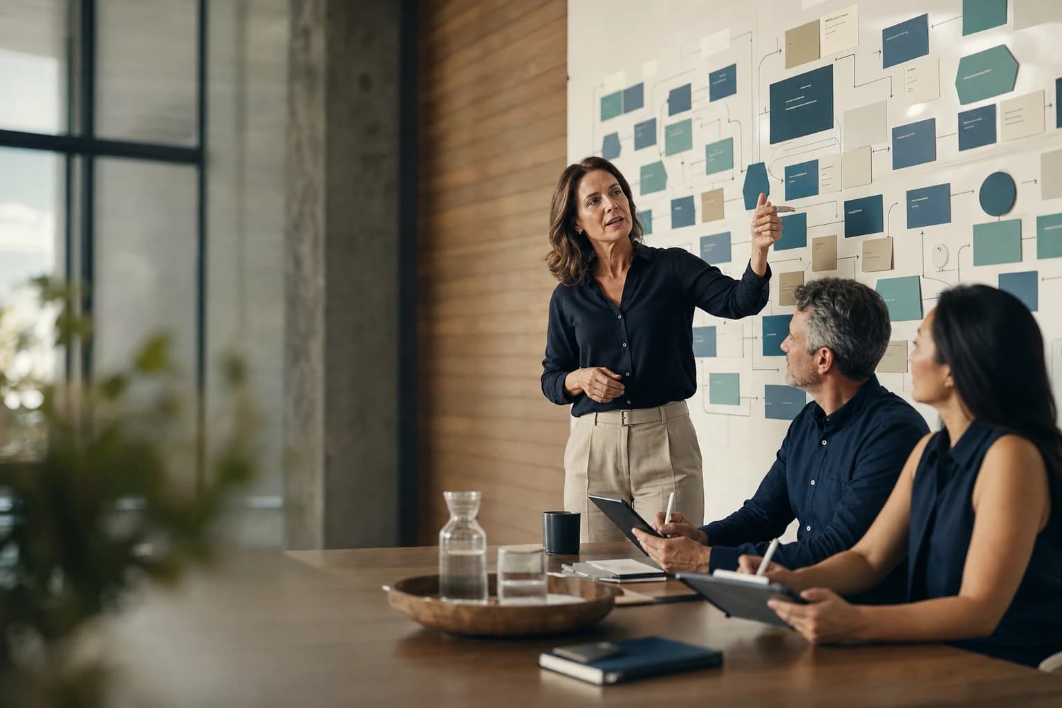 Senior consultant leading an AI strategy workshop in a Sydney boardroom